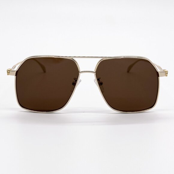 NEW ALEXANDER MCQUEEN AM0372S 002 PILOT GOLD SUNGLASSES ALEXANDER MCQUEEN - Picture 3 of 13